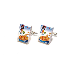 Miniature Life Cereals Cufflinks, food jewelry accessories, wedding gifts, breakfast cereal,