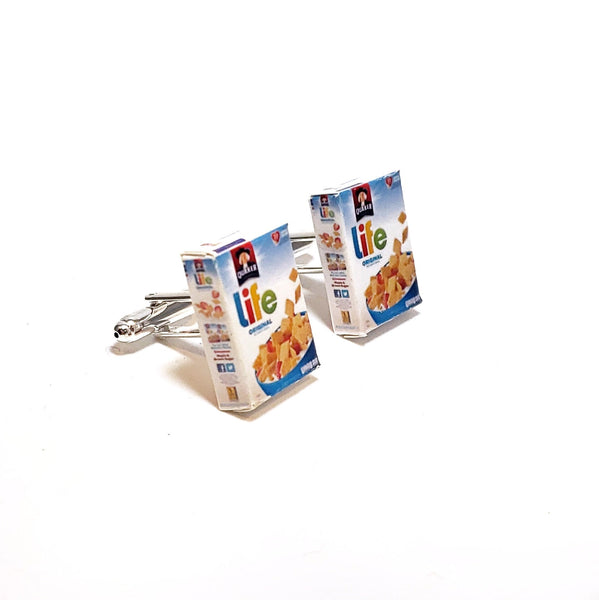 Miniature Life Cereals Cufflinks, food jewelry accessories, wedding gifts, breakfast cereal,