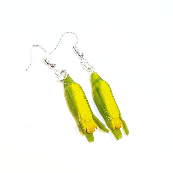 Miniature Fresh Corn Dangle Earrings, Miniature food jewelry, Vegetable earrings, Polymer clay food charm,Kawaii jewelry, Inedible jewelry