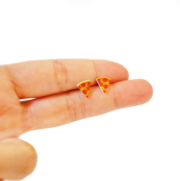 Miniature Pepperoni Pizza Stud Earrings