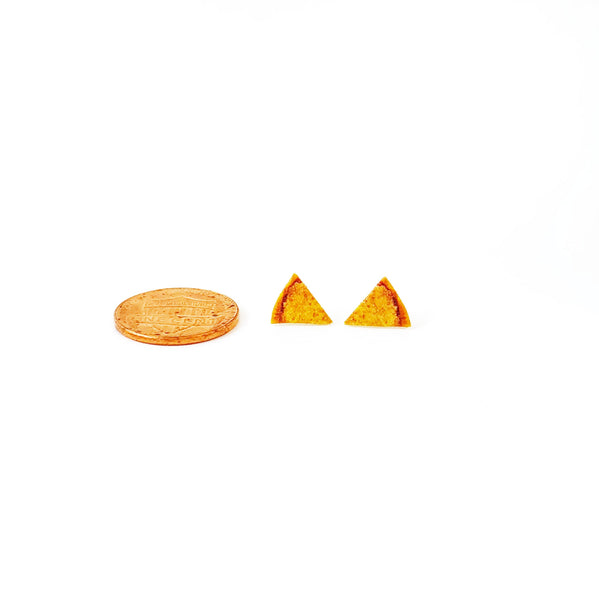 Miniature Cheese Pizza Stud Earrings, miniature jewelry, stud earrings, kawaii, cute, accessories, pizza slice,party earrings