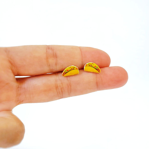 Miniature Taco Stud Earrings,stud earrings,Taco Tuesday Mexican food