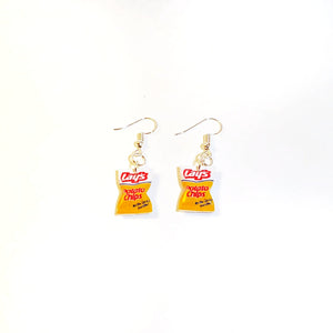 Miniature Lay's Potato Chips Dangle Earrings, miniature food jewelry