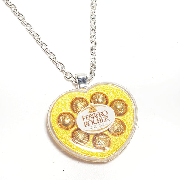 Miniature Necklace Ferrero Rocher Chocolate Heart Shape with Chain 18 inches