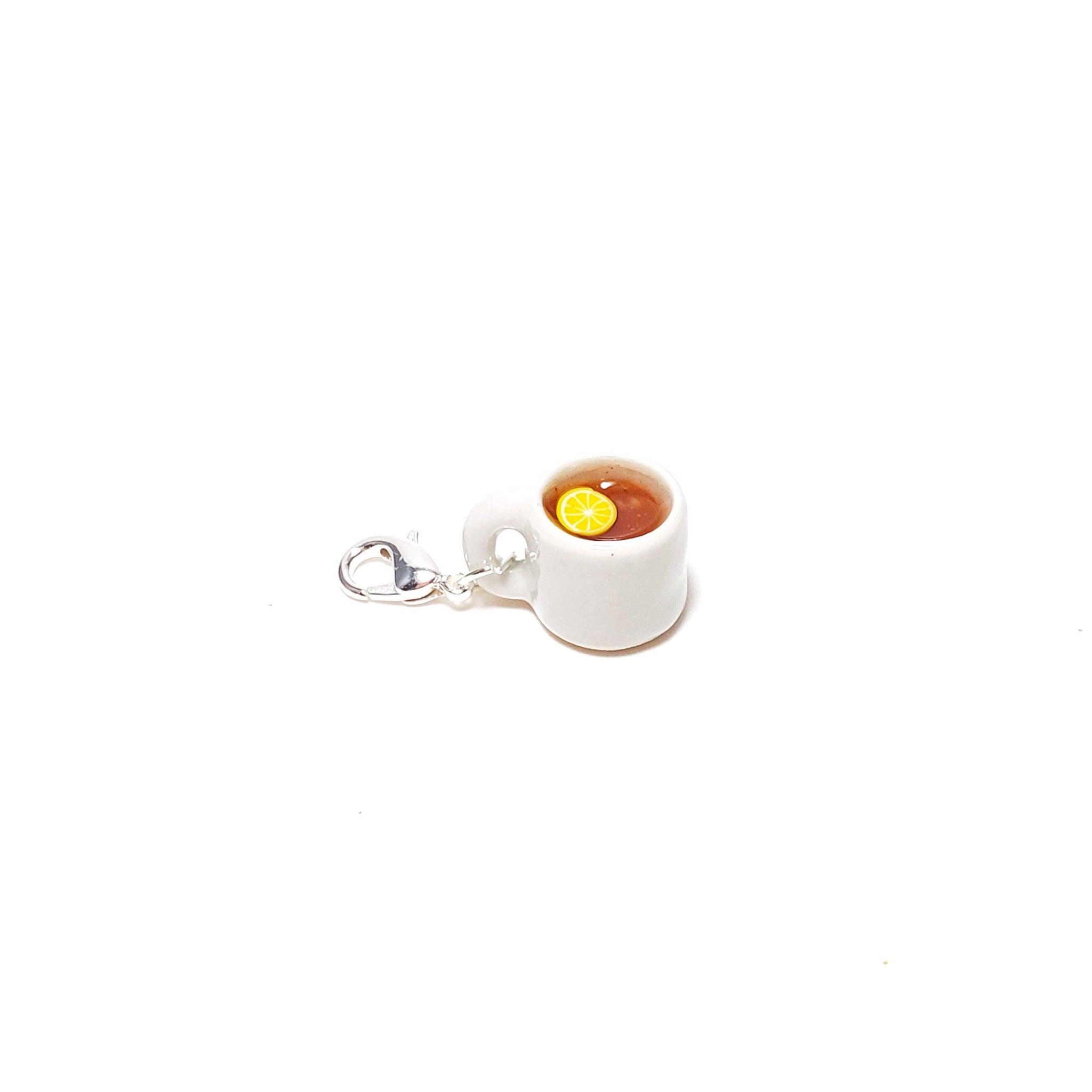 Cup of Tea with Lemon Charm- Miniature food jewelry- Tea pendants- Kawaii charms- Polymer clay Charm- Lemon Tea