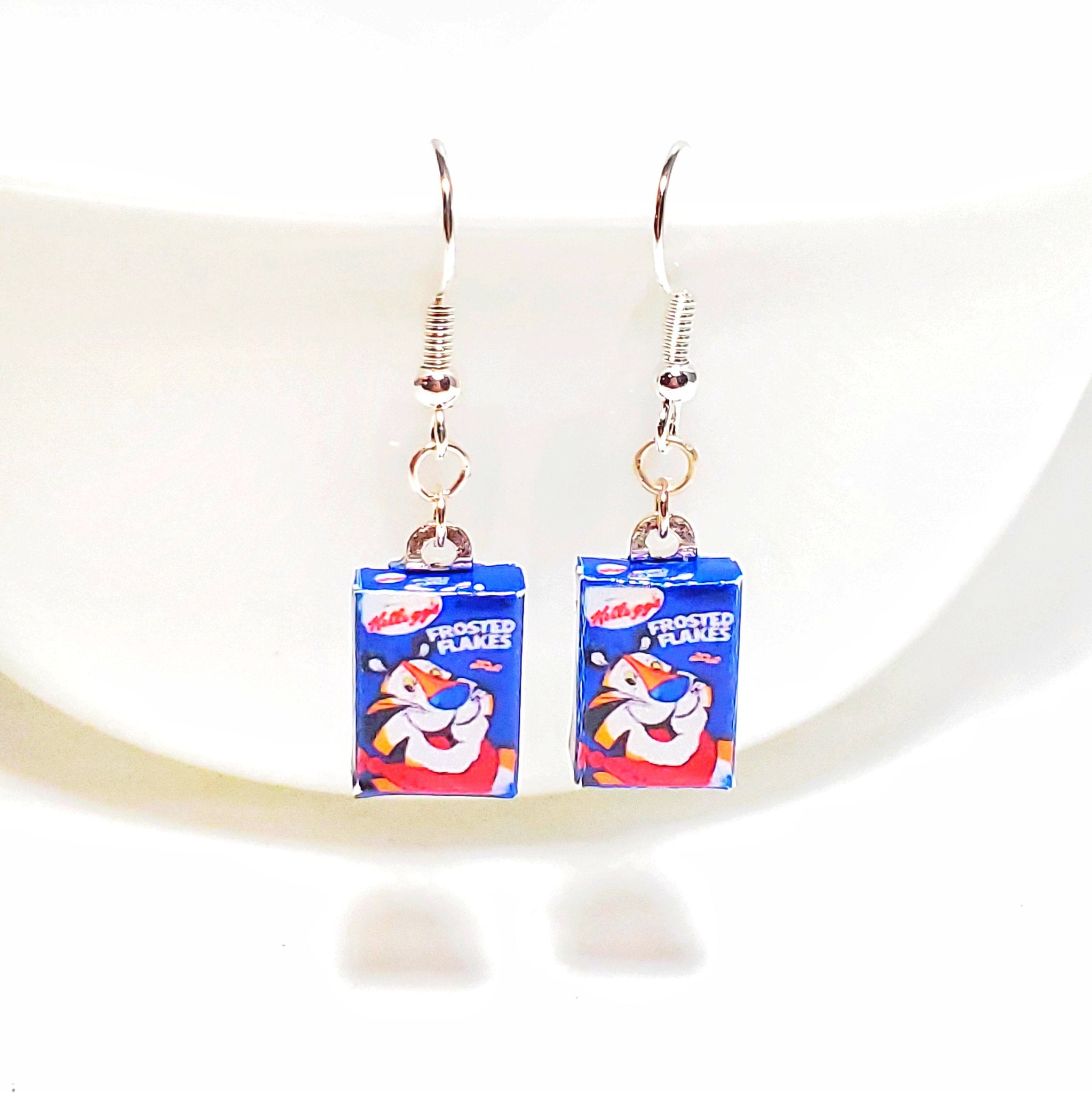 Miniature Frosted Flake Cereal Dangle Earrings