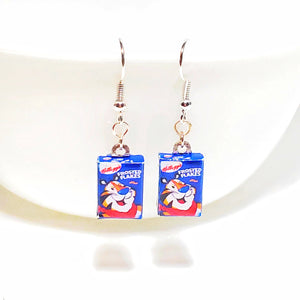 Miniature Frosted Flake Cereal Dangle Earrings