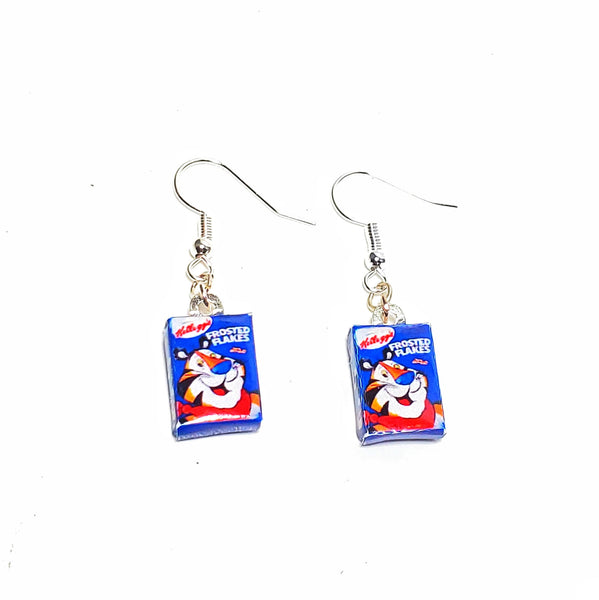 Miniature Frosted Flake Cereal Dangle Earrings