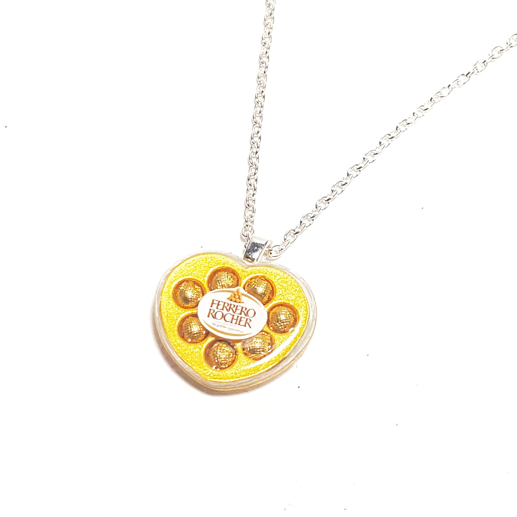 Miniature Necklace Ferrero Rocher Chocolate Heart Shape with Chain 18 inches