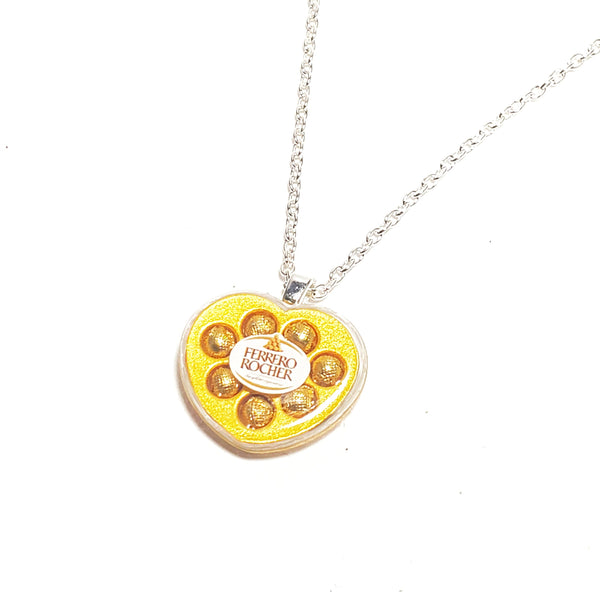 Miniature Necklace Ferrero Rocher Chocolate Heart Shape with Chain 18 inches