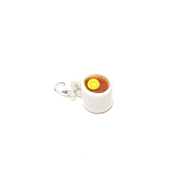 Cup of Tea with Lemon Charm- Miniature food jewelry- Tea pendants- Kawaii charms- Polymer clay Charm- Lemon Tea