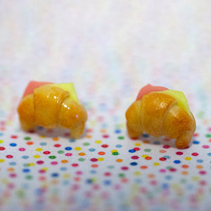 Miniature Ham and Cheese Croissant Sandwich Earrings