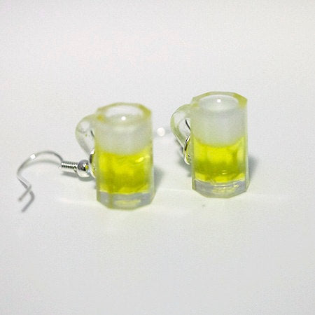 Miniature Beer Mug Earring with Silver Plated or Sterling Silver your choice