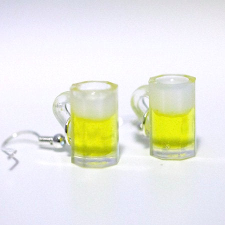 Miniature Beer Mug Earring with Silver Plated or Sterling Silver your choice