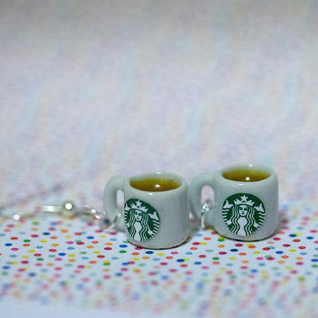 Miniature Starbucks Tea Earring with Silver Plated or Sterling Silver your choice