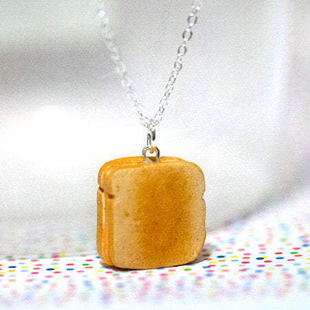 Miniature Food Necklace Grilled Cheese Sandwich with Silver Plated Chain