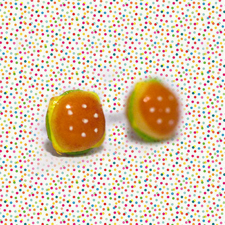 Miniature Cheese Burger Fast Food Earrings