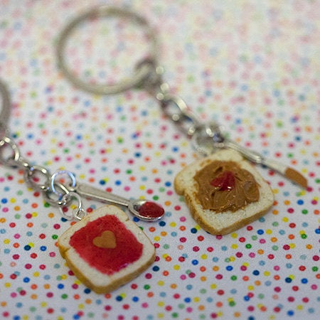 Peanut Butter Jelly Heart Keychain Set,Friend BFF keychain