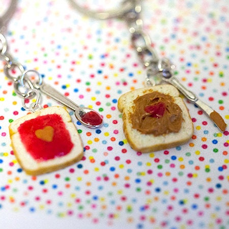 Peanut Butter Jelly Heart Keychain Set,Friend BFF keychain