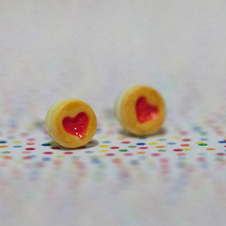 Miniature Food Earrings Strawberry Jam Cookies