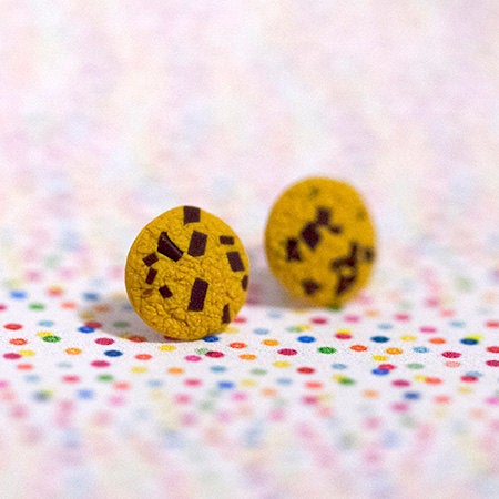 Miniature Food Earrings Chocolate Chip Cookies