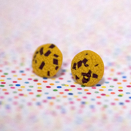 Miniature Food Earrings Chocolate Chip Cookies