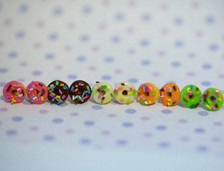 Miniature Food Earrings Sprinkle Donuts