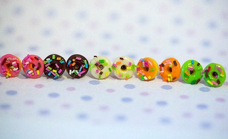 Miniature Food Earrings Sprinkle Donuts