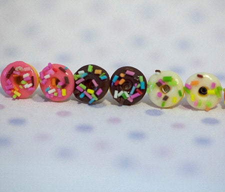 Miniature Food Earrings Sprinkle Donuts