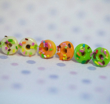 Miniature Food Earrings Sprinkle Donuts