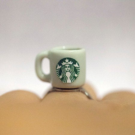 Miniature Starbucks Coffee ring with adjustable ring band