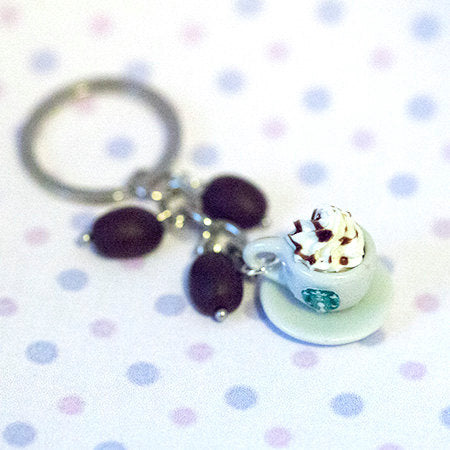 Miniature Starbucks Coffee Cappuccino with Coffee Beans Key Chain