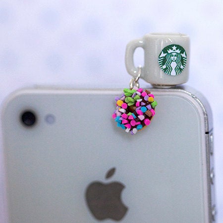 Starbucks Coffee and Sprinkle Donuts dust plug, phone charm, cell phone strap, iphone, ipad