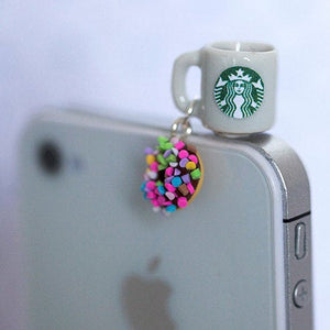 Starbucks Coffee and Sprinkle Donuts dust plug, phone charm, cell phone strap, iphone, ipad