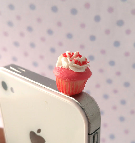 Miniature Sprinkle Cupcake dust plug, phone charm, cell phone strap, iphone, ipad