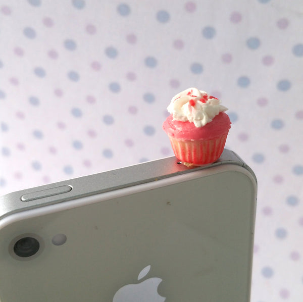 Miniature Sprinkle Cupcake dust plug, phone charm, cell phone strap, iphone, ipad