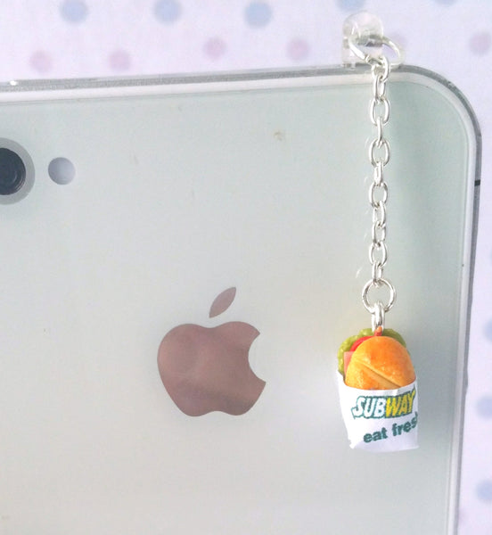 Miniature Subway Sandwich dust plug, phone charm, cell phone strap, iphone, ipad