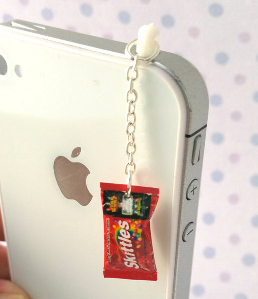 Miniature Skittles Candy dust plug, phone charm, cell phone strap, iphone, ipad