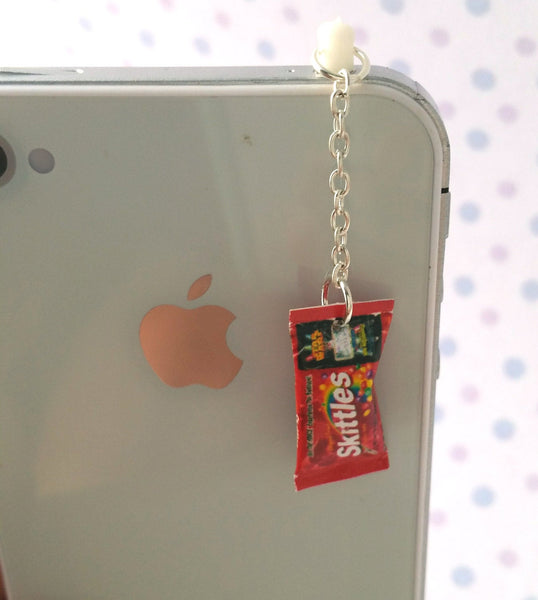 Miniature Skittles Candy dust plug, phone charm, cell phone strap, iphone, ipad