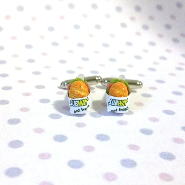 Miniature Food Subway Sandwich Cufflinks