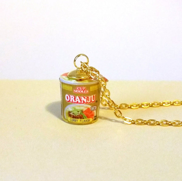 Miniature Food Necklace Instant Cup of Noodles with Silver or Gold Plated Chain in 4 different colors - Your Choice