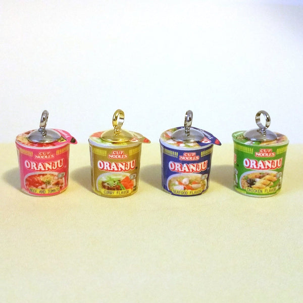 Miniature Food Necklace Instant Cup of Noodles with Silver or Gold Plated Chain in 4 different colors - Your Choice