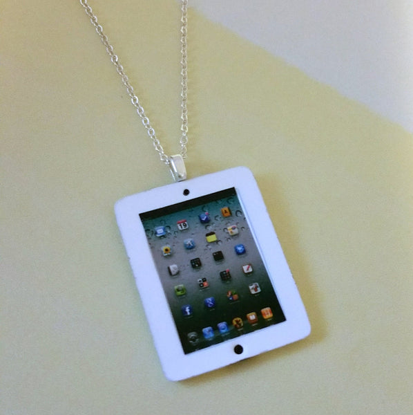 Miniature Ipad Necklace with Silver Plated Chain