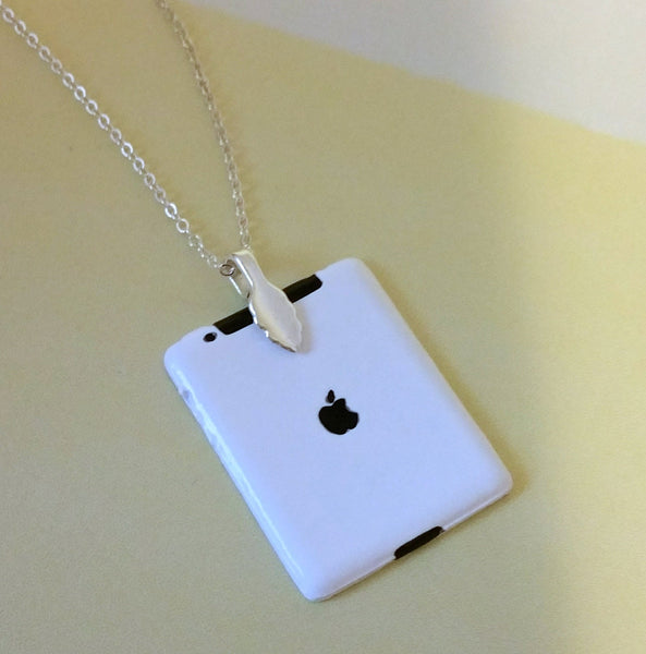 Miniature Ipad Necklace with Silver Plated Chain