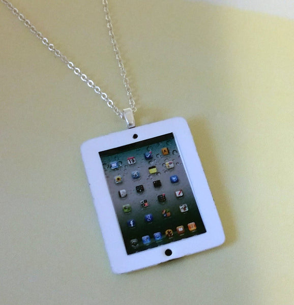 Miniature Ipad Necklace with Silver Plated Chain