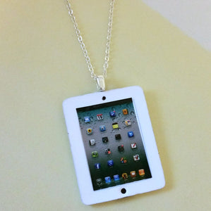 Miniature Ipad Necklace with Silver Plated Chain