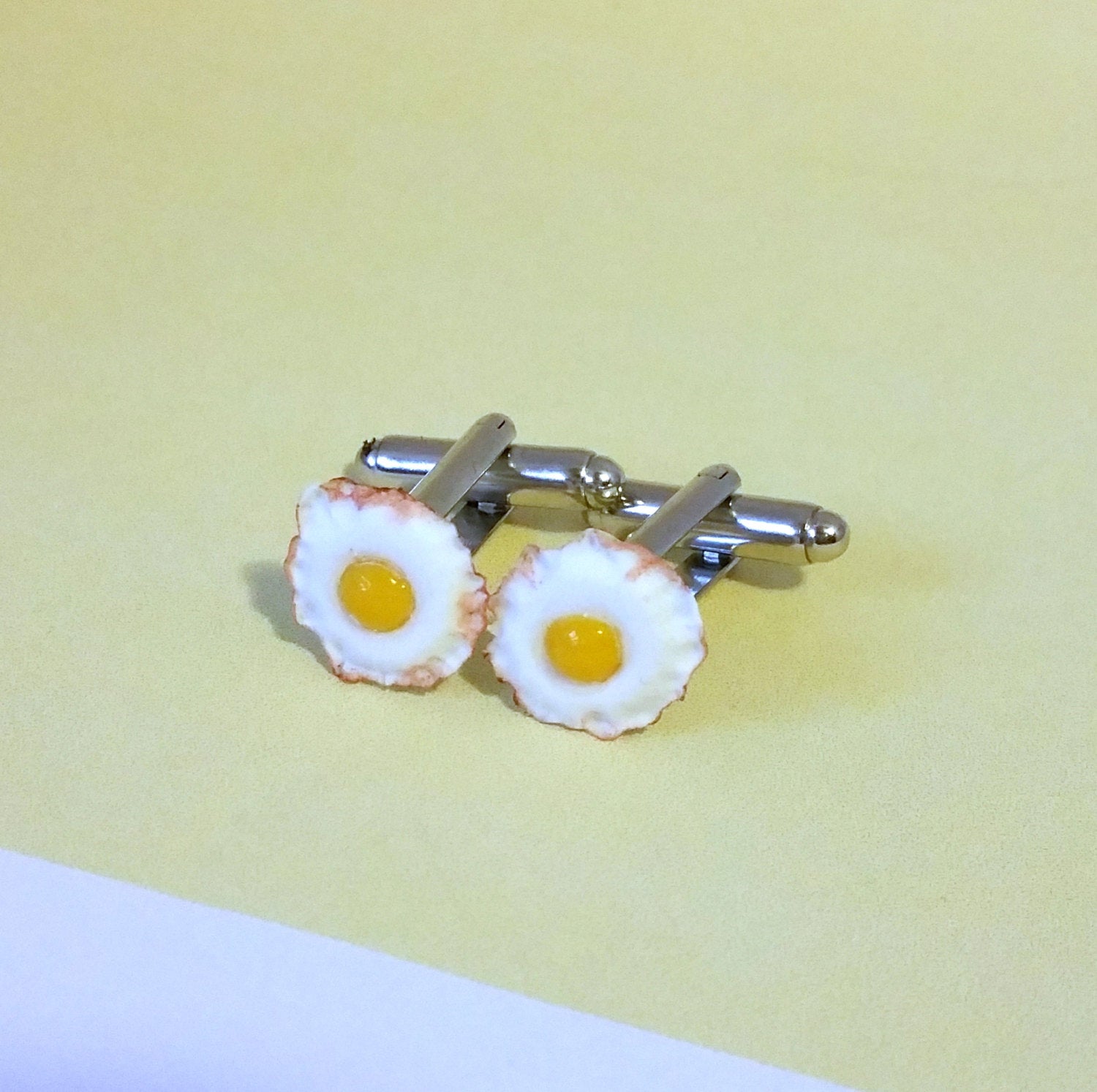 Miniature Food Fried Eggs Breakfast Cufflinks