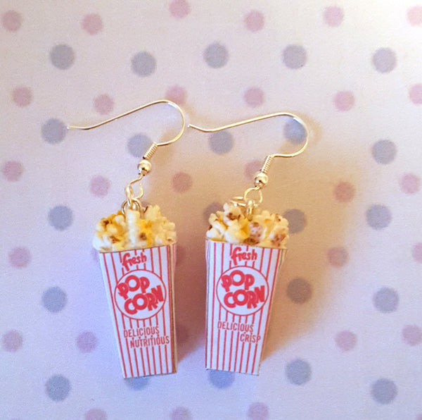 Miniature Buttered Popcorn Earrings with Silver Plated or Sterling Silver your choice