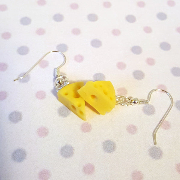 Miniature Cheese Wedges Earring with Silver or Gold Plated or Sterling Silver your choice