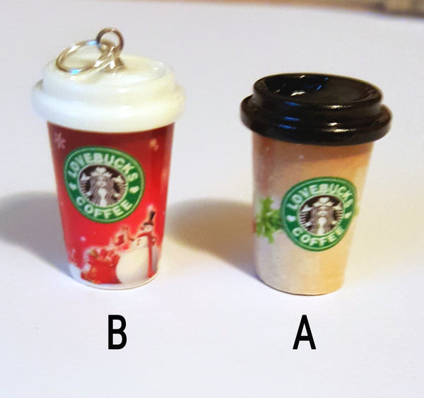 Miniature Food Necklace Starbucks Christmas Coffee Cup Silver Plated Linked Chain 24 inches